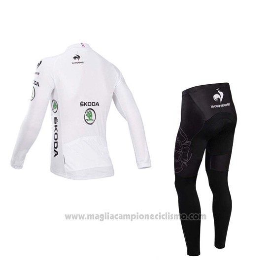2014 Abbigliamento Ciclismo Tour de France Bianco Manica Lunga e Salopette